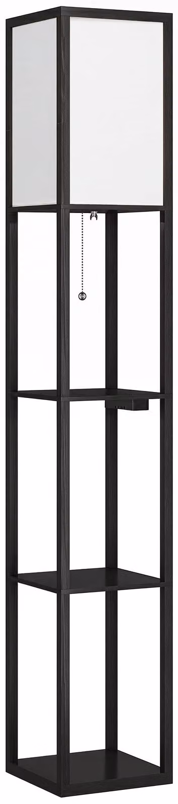 Lampada da terra a LED con ripiani, dimmerabile e dotata di prese USB | Colore: Nero | Dimensioni: 26x26x160 cm