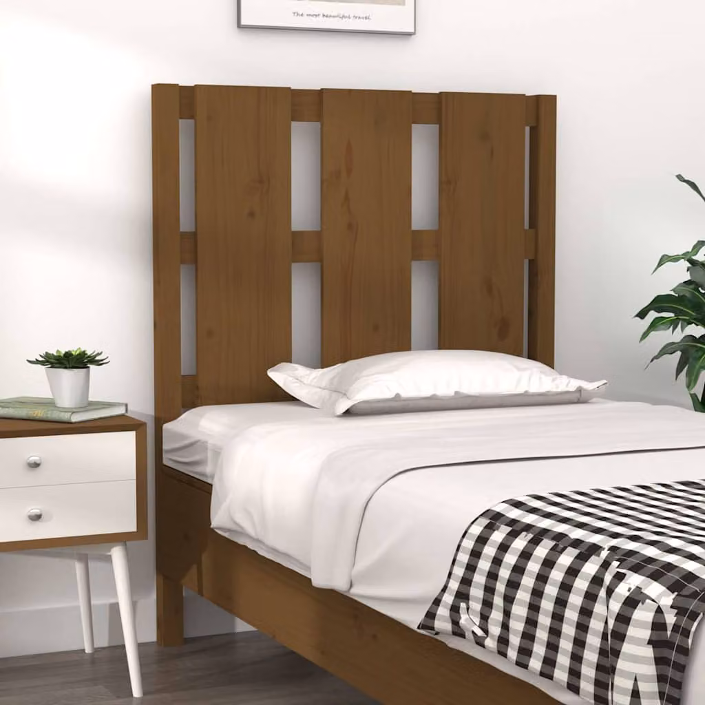 Testiera per letto vidaXL in legno massello di pino, colore ambra, L 80,5 x P 4 x H 100 cm