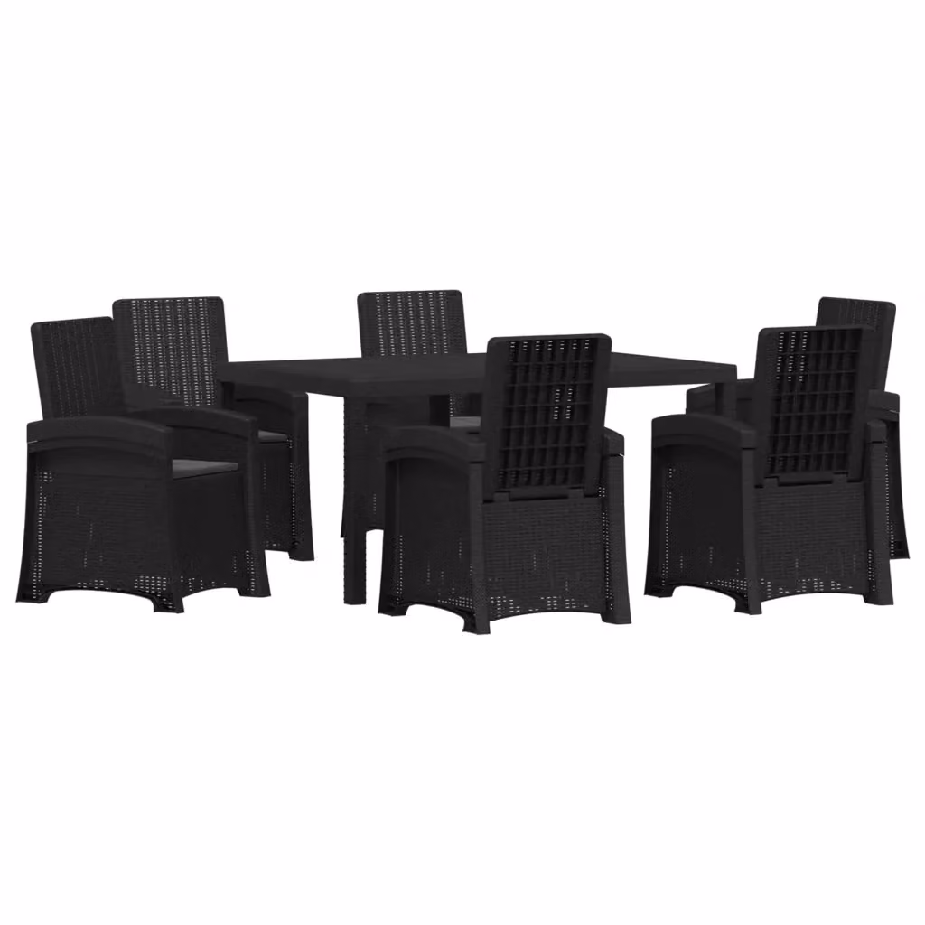 Set da pranzo da giardino vidaXL in polyrattan moderno, 7 pezzi, colore antracite – 2