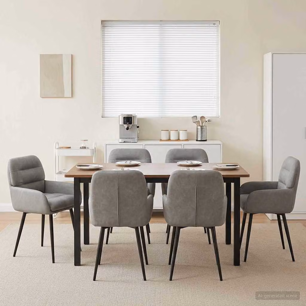 Set di 6 sedie da pranzo vidaXL in velluto grigio con design moderno L: 59 cm, P: 59,5 cm, H: 90 cm