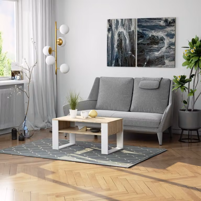 Tavolino funzionale DOMI da 92 cm con ripiano, in stile moderno