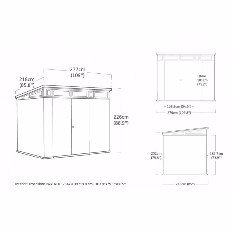 Casetta da giardino in resina Keter Pent 9x7 Signature Venetian effetto legno marrone con pavimento e doppia porta L/P/H: 279 x 226 x 218 cm – 2