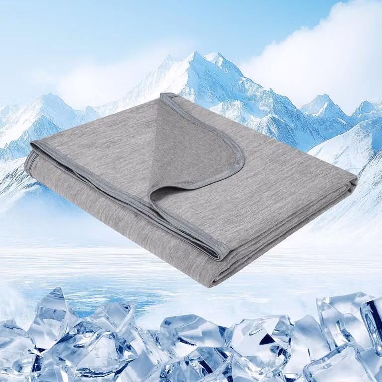 Coperta rinfrescante, dimensioni 200x220 cm, tecnologia di raffreddamento Q-Max > 0.45, colore grigio, per letto