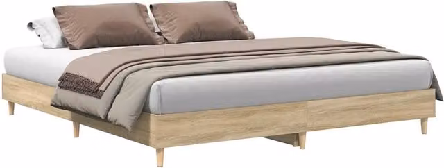 Letto matrimoniale | Letto per adulti | Giroletto senza Materasso Rovere Sonoma 200x200cm in Truciolato