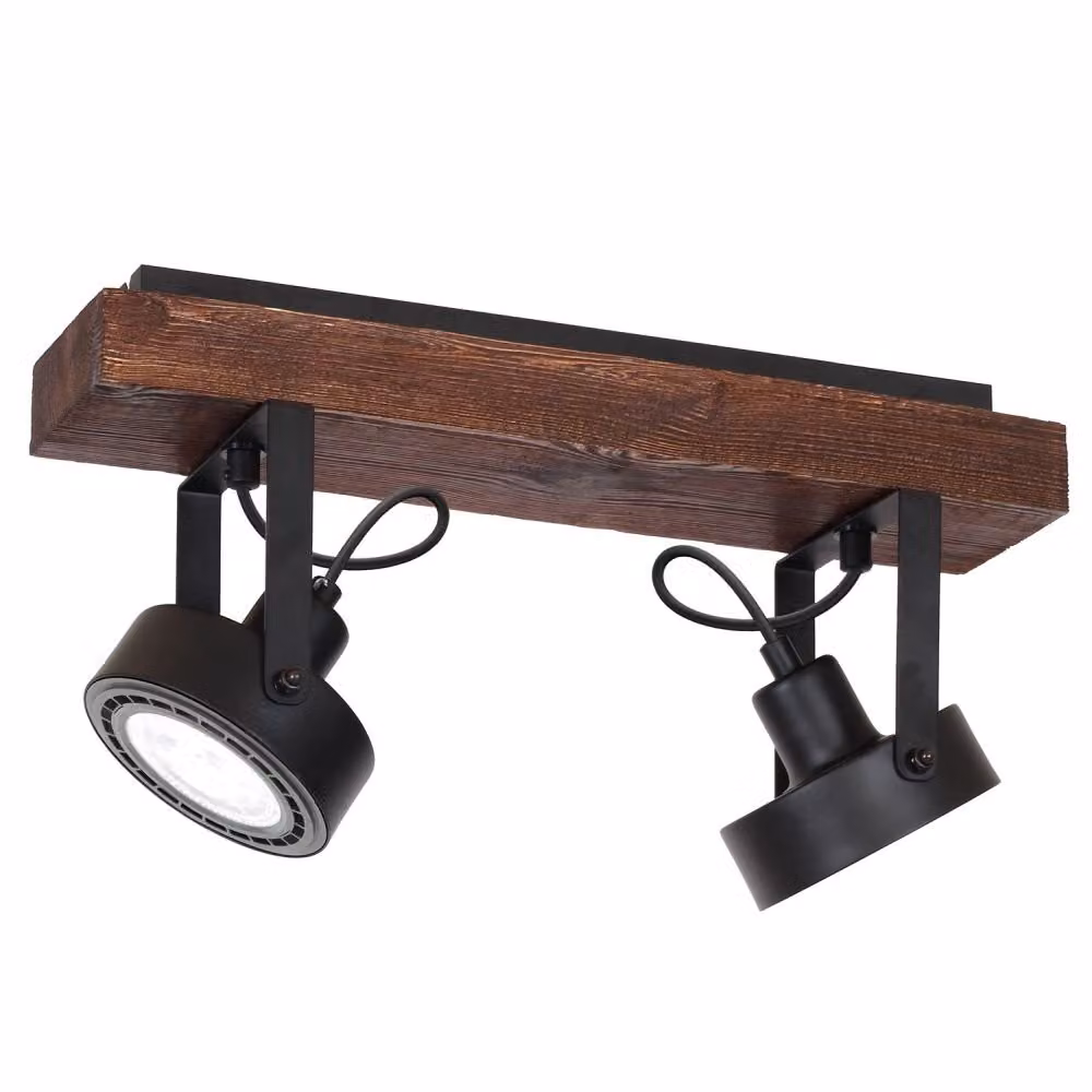 Lampada a sospensione Viva in legno nero opaco e legno scuro, 2xES11 15W, legno, dimensioni: 25x45x13 cm, IP20, Luminex