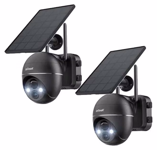 Telecamera di sorveglianza wireless per esterni, alimentata a energia solare, 2 megapixel, angolo di visione di 360 gradi, supporto per schede TF da 128G, audio bidirezionale