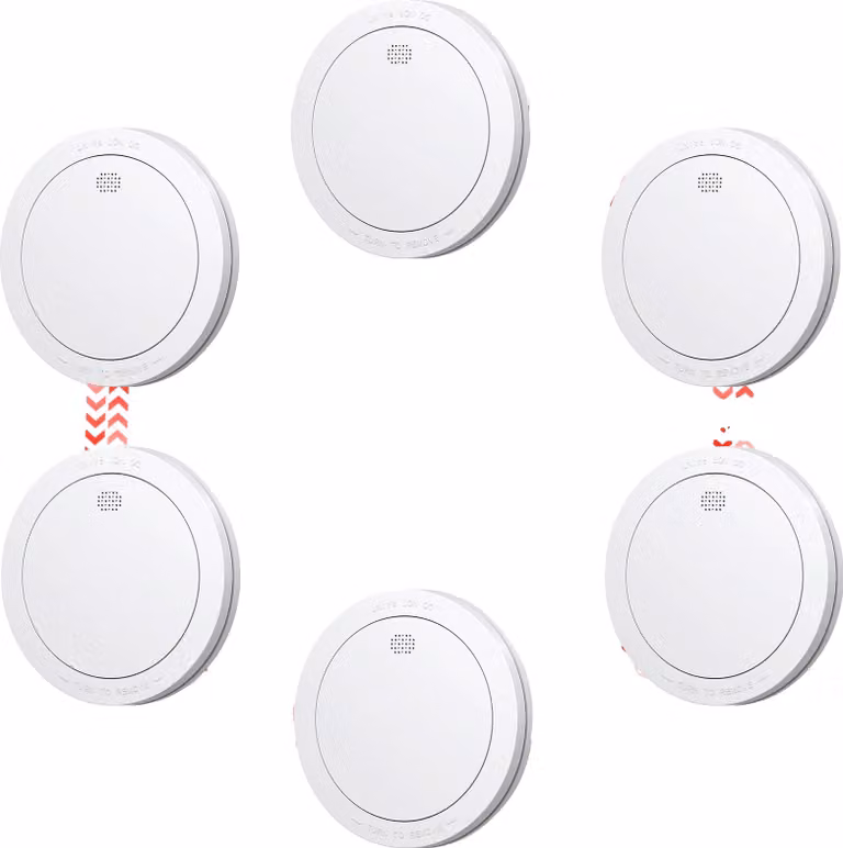 Rivelatore di fumo wireless, sistema in rete, batteria di 10 anni, 6 PC