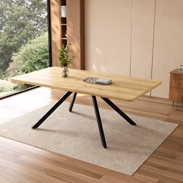 Tavolo da pranzo allungabile per 6-10 persone con guide rinforzate, stile moderno, in MDF, rovere, per cucina