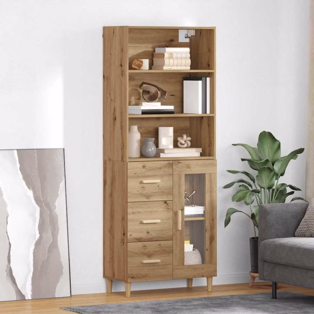 Credenza moderna vidaXL in legno color rovere marrone L: 69,5 cm, P: 34 cm, H: 180 cm