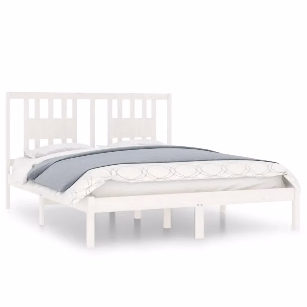 Letto con giroletto bianco in legno massello di pino vidaXL L/P: 140 x 200 cm – 2