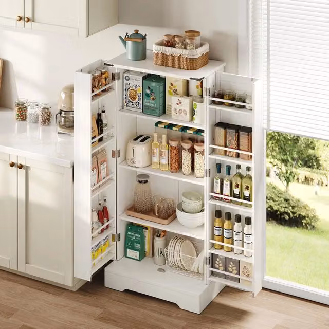 Credenza da cucina MINIMAL con ante e ripiani bianca L: 128.5 cm, P: 60 cm, H: 35 cm