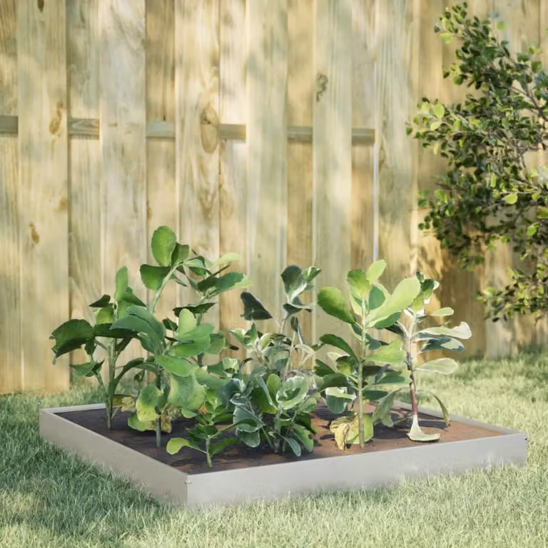 vidaXL Fioriera Rialzata da Giardino in Acciaio Inox Argento L/P/H: 100 x 100 x 18,5 cm