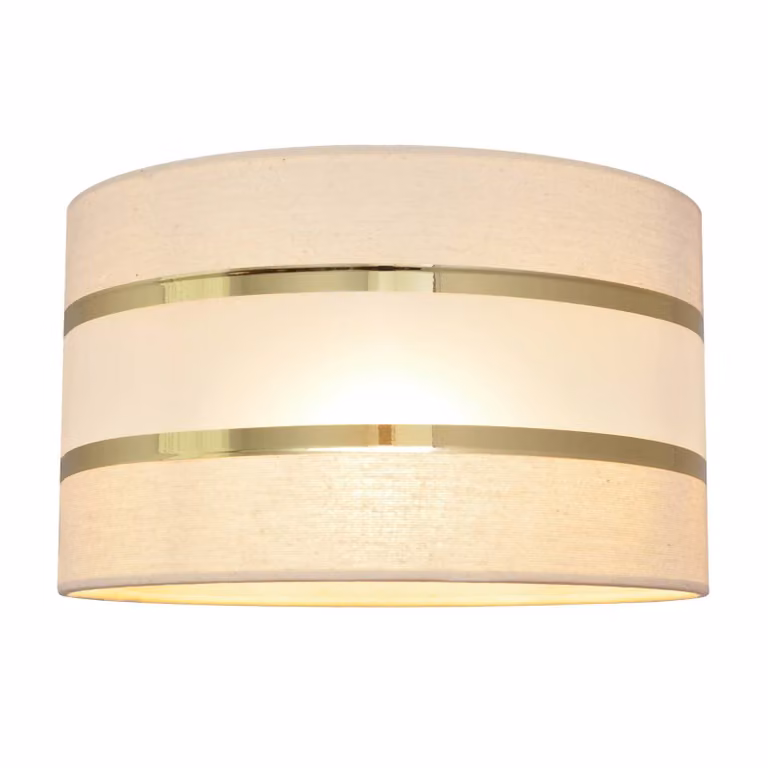 Paralume Helen E27 Ø25/altezza 15 cm ecru-oro HELAM, Crema / Ambra, Tessuto / Stoffa / Seta, Moderno