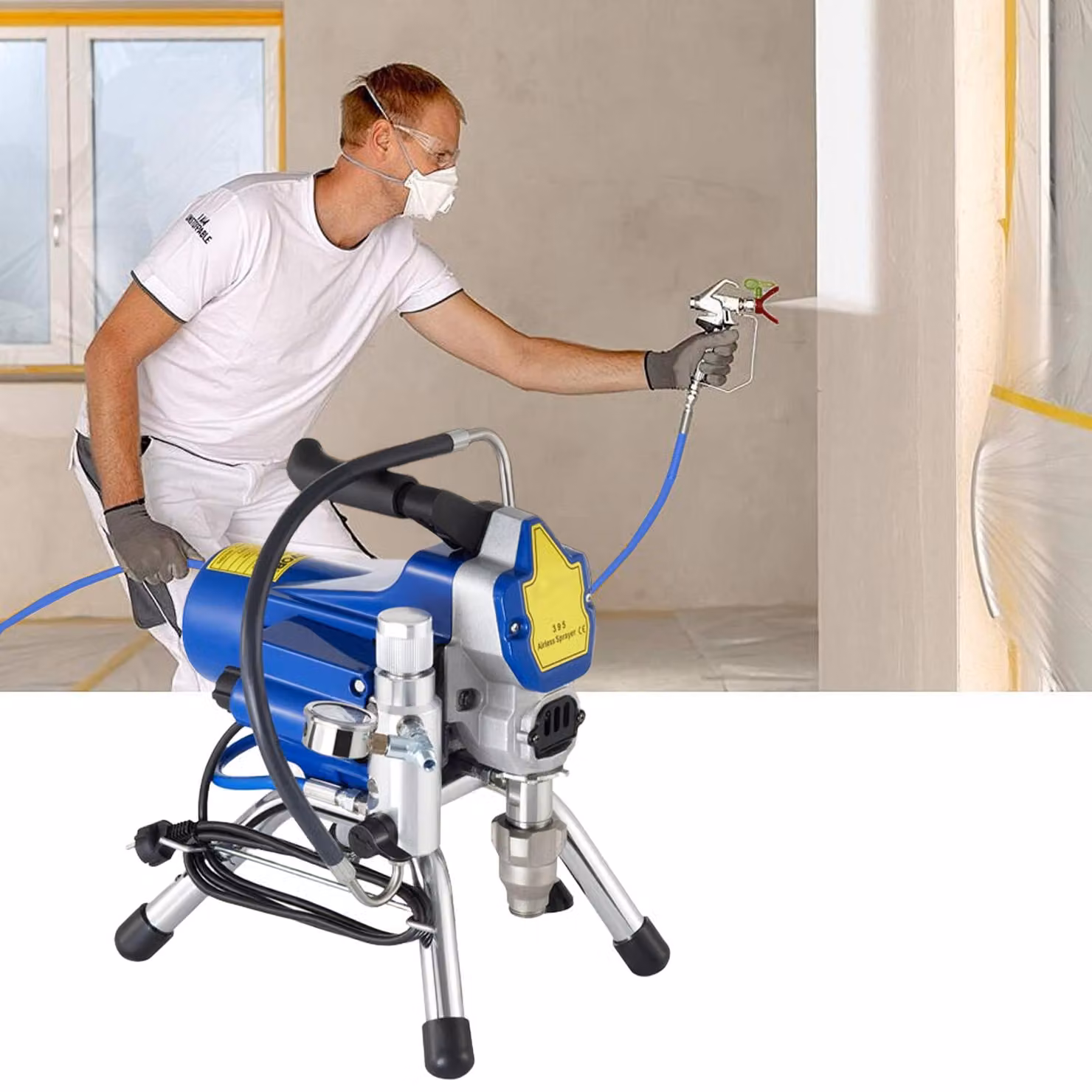 Pistola a spruzzo airless - Potenza: 2200 W - Tubo ad alta pressione da 15 metri - Elettrica