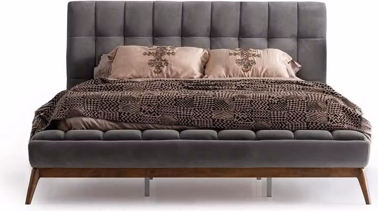 Polsterbett Bett Doppelbett Kopfteil Bettrahmen Schlafzimmerbett Grau