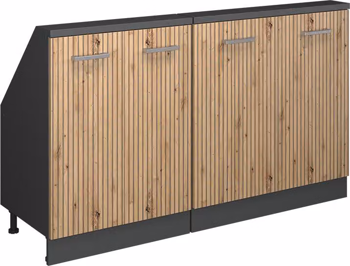 Mobile cucina sottotetto Vicco R-Line Rovere artigianale 140 cm Set di 2, Model 58133