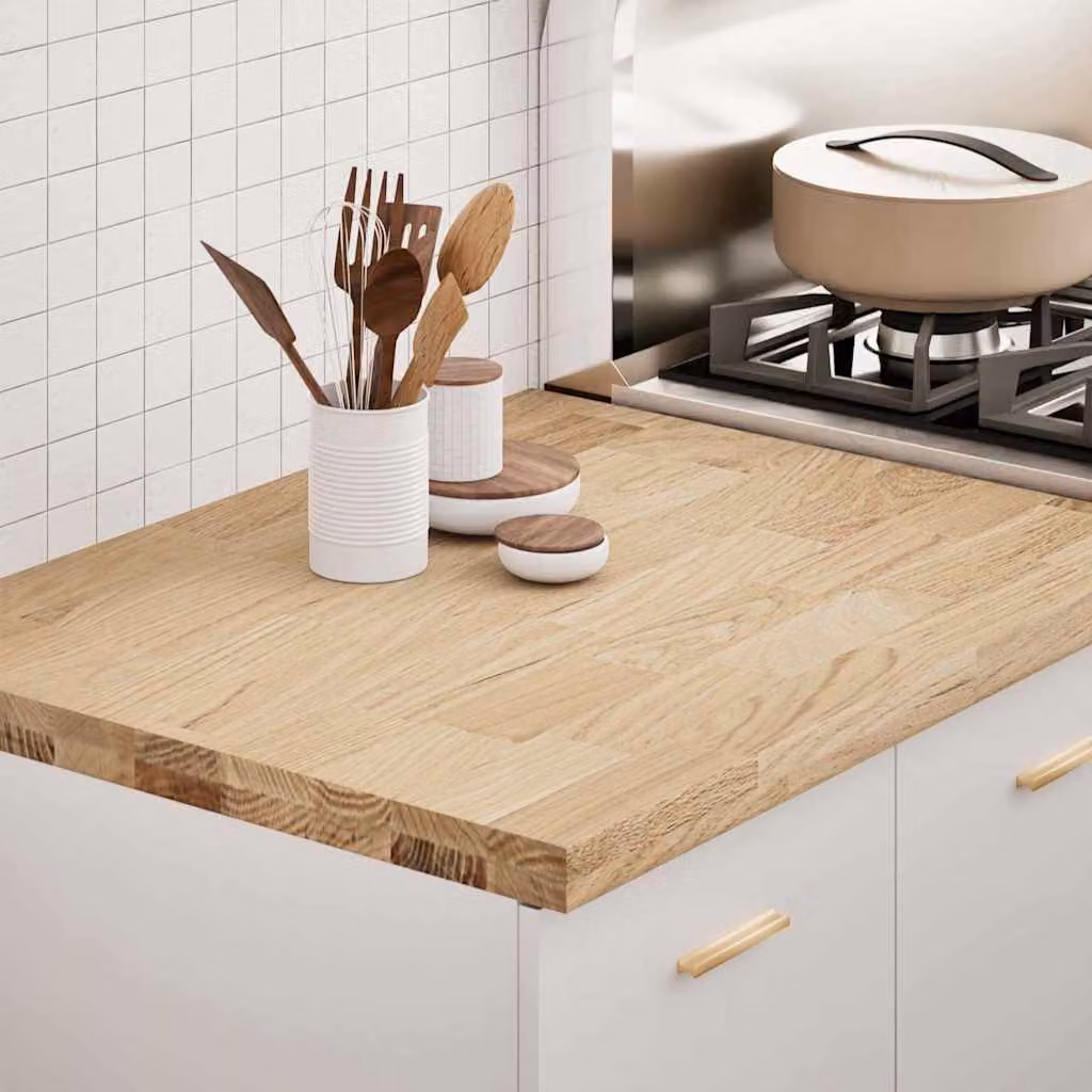 Piano di Lavoro per Cucina vidaXL in Legno Massello Rovere Marrone L: 80 cm, P: 63,5 cm, H: 4 cm