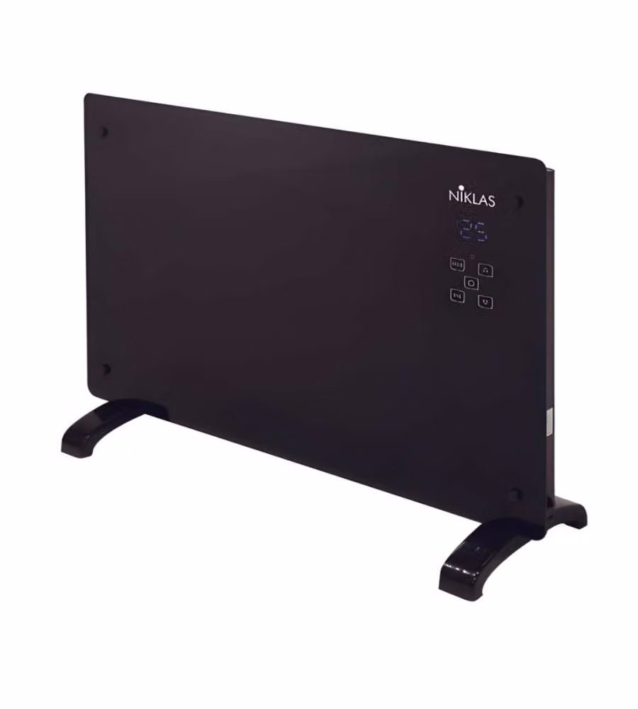 Niklas Termoconvettore Pannello Vetro Temperato Nero - 2000W
