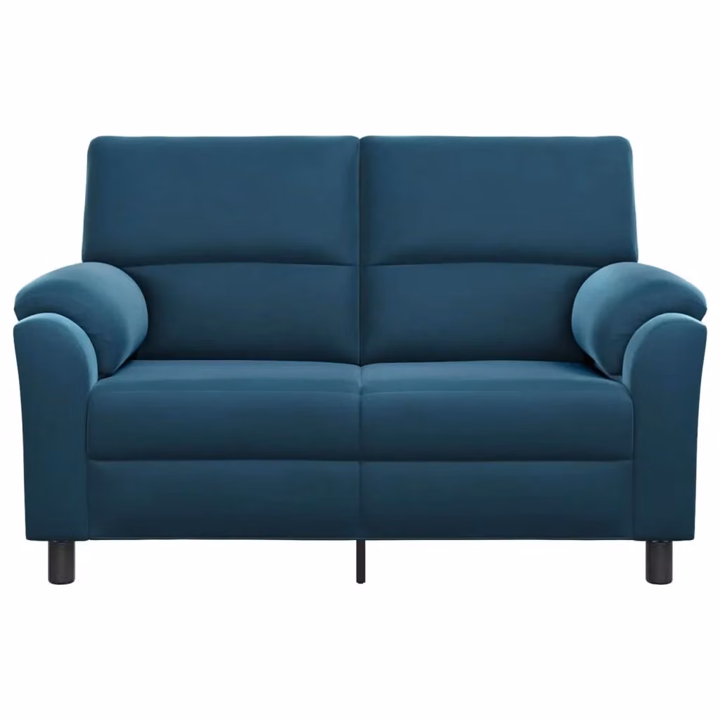 Divano moderno in velluto blu vidaXL con struttura in metallo e coperture rimovibili L: 154 cm, P: 85 cm, H: 93 cm – 2