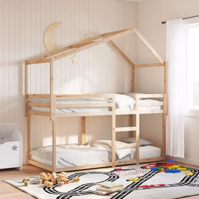 Letto a castello per bambini vidaXL in legno di pino massello bianco L/P/H: 205.5 x 90 x 112 cm – 1
