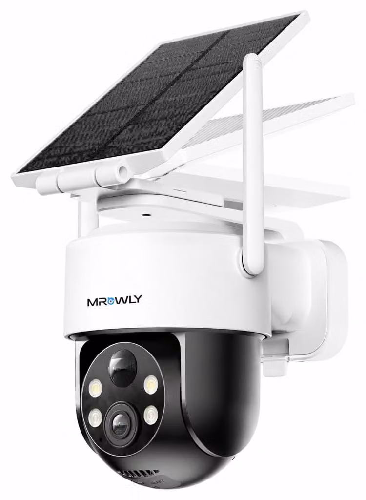 Telecamera di sicurezza wireless - Risoluzione 2K - Alimentazione a energia solare - Rotazione a 360° - Colore bianco