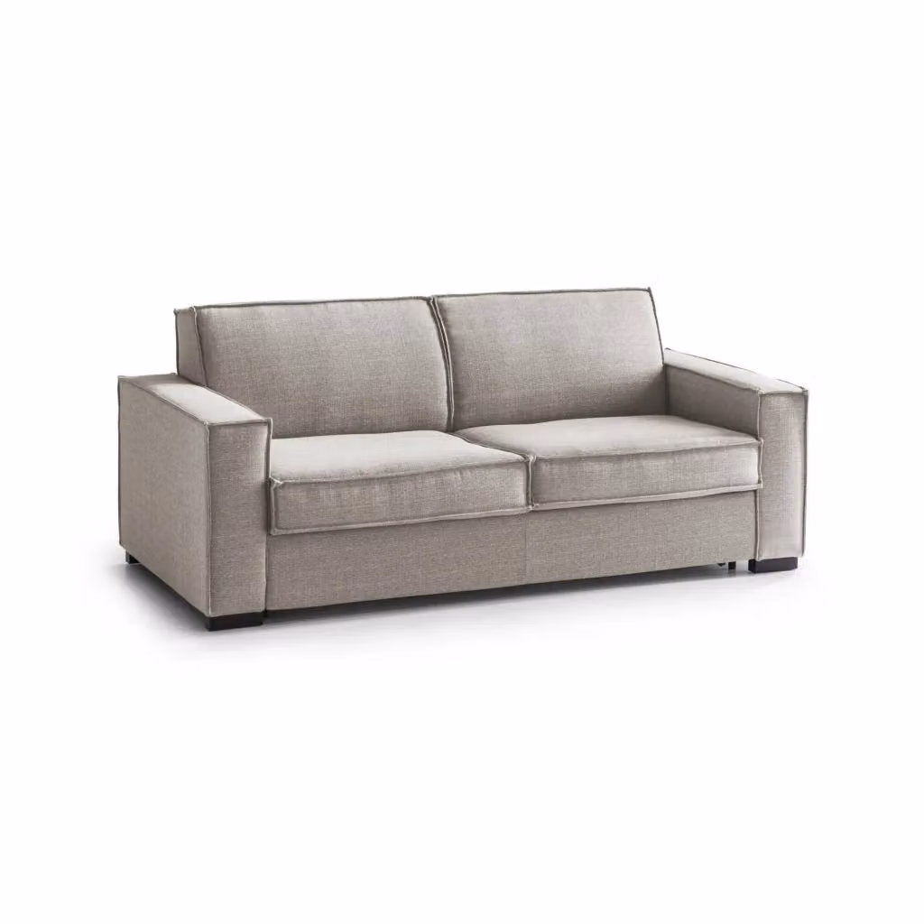 Divano Letto Alano Talamo Italia, Sofà 2 posti con apertura girevole e coperture rimovibili, Rivestimento in tessuto Beige, L: 180 cm, H: 90 cm, P: 95 cm – 2