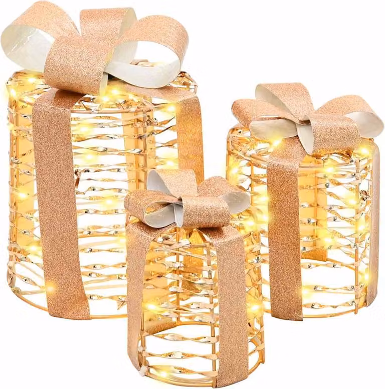 Decorazione Scatola Regalo con 60 LED 3 pcs 20 x 20 x 20 cm PET