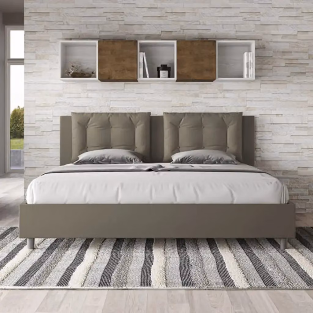 Letto contenitore imbottito Ityhome Annalisa in similpelle beige L/P/H: 180 x 200 x 110 cm – 2