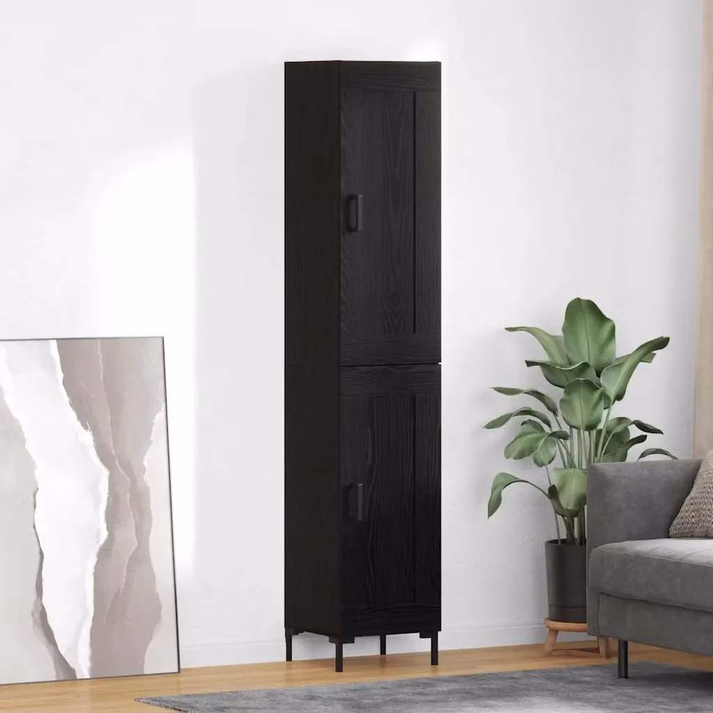Credenza Buffet da pranzo in legno multistrato Rovere e Nero L/P/H: 34,5 x 34 x 180 cm – 2