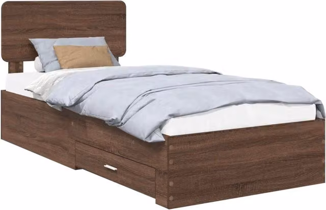 Letto singolo | Letto per adulti | Struttura del letto con testiera Rovere Marrone 75 x 190 cm
