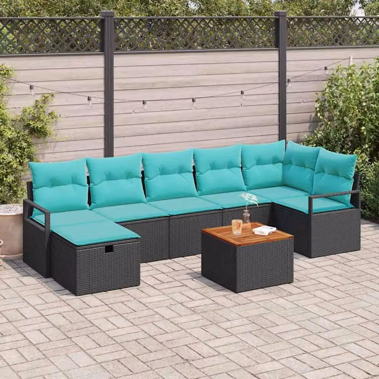 Maison Exclusive - Set da giardino composto da 8 pezzi, divano in rattan sintetico nero