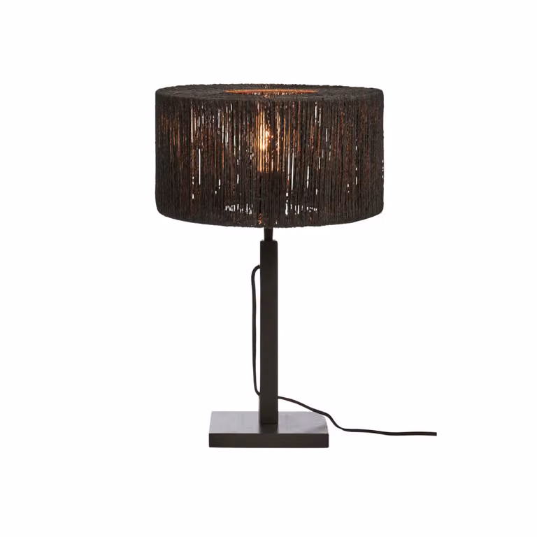 GOOD&MOJO - Lampada da tavolo Iguazu - Jute/Bamboo Nero - Ø30x37cm Lampada da tavolo - comodino, soggiorno, camera da letto
