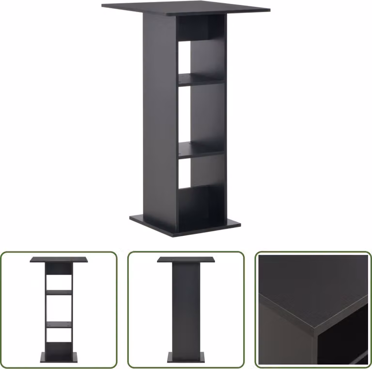 The Living Store Tavolo da bar nero 60x60x110 cm