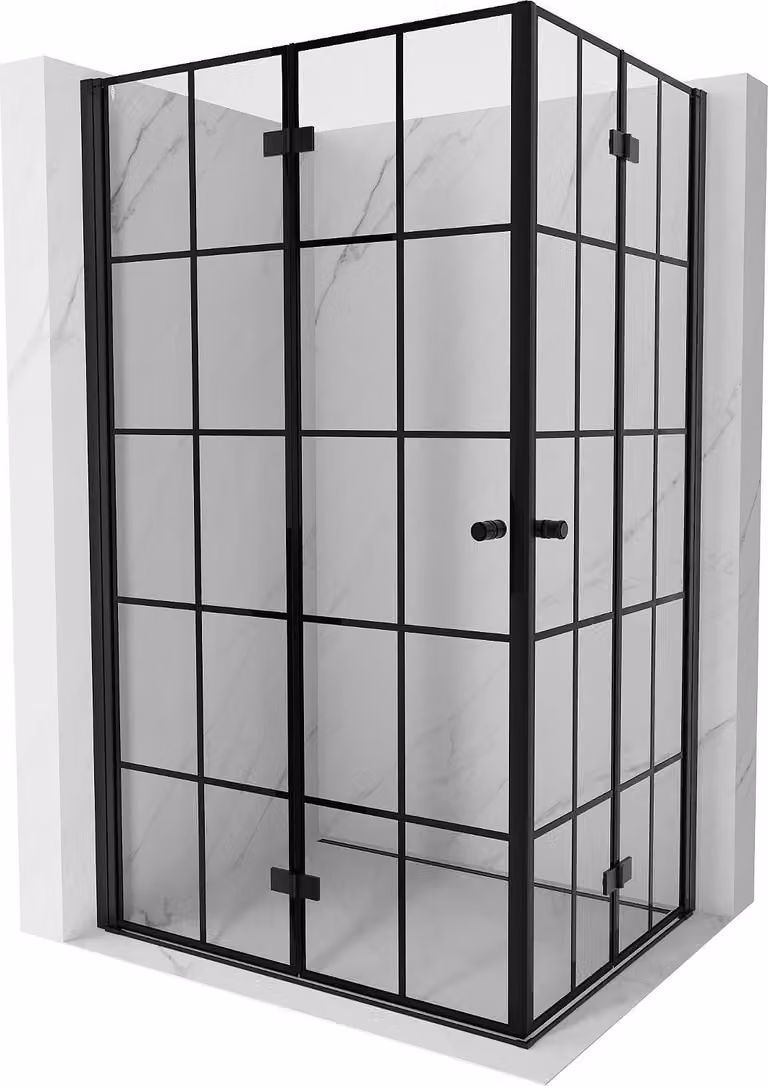 Mexen Mist-F Duo cabina doccia pieghevole sinistra 95 x 85 cm, griglia nera, nero - 8A6-095L-085P-70-77