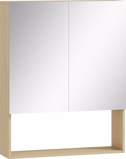 Armadietto da bagno HOMCOM con specchio e mensola aperta, montaggio a parete, colore rovere, design moderno in MDF e legno