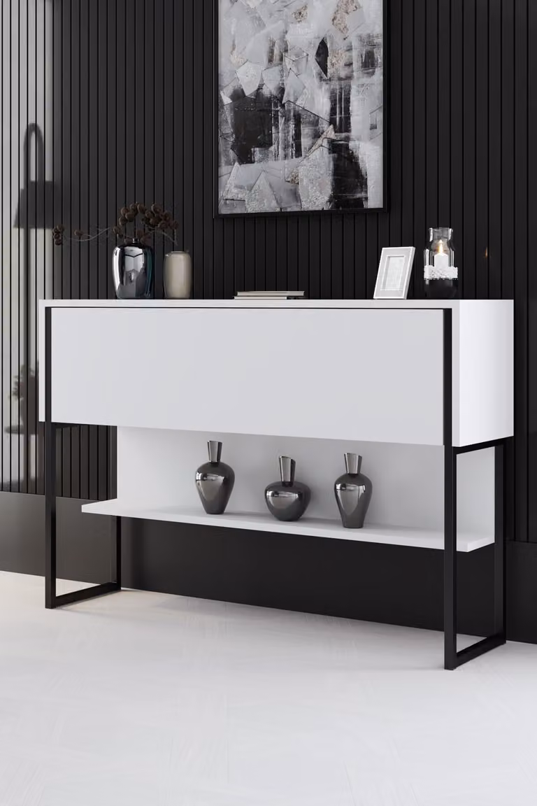 Skye Decor, Luxe - Nero, Bianco, Cassettiere, Nero, 120 x 80 x 30 cm