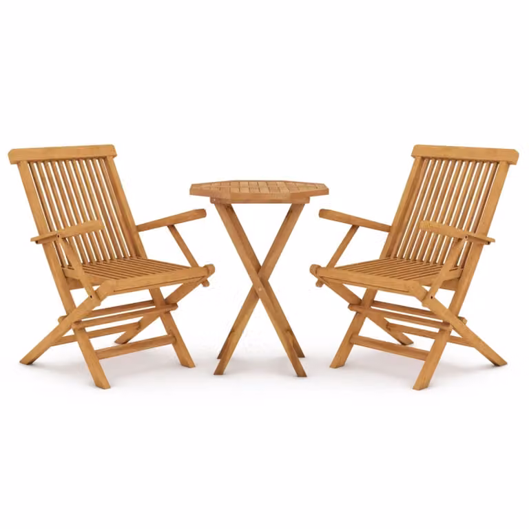 Set da Pranzo per Giardino 3 pz in Legno Massello di Teak