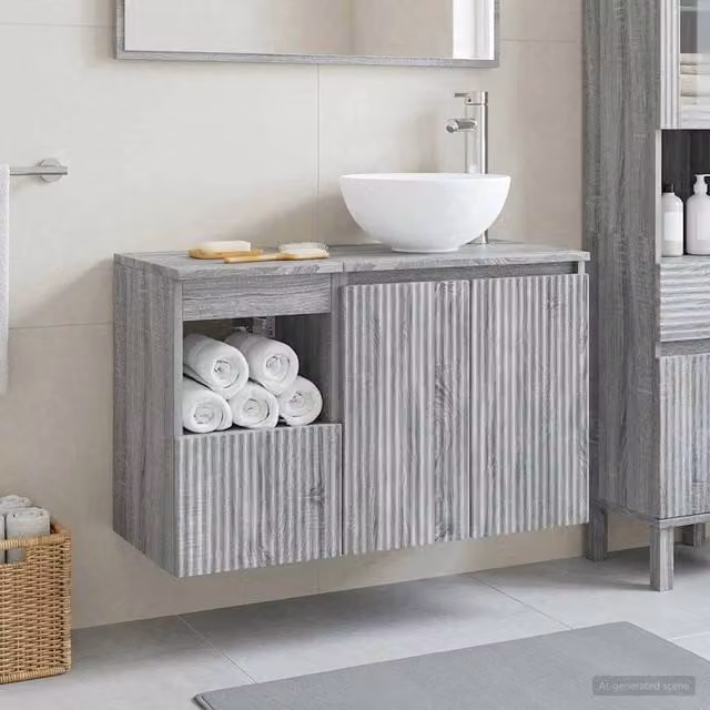 Set di mobili per il bagno 2 pz Sonoma grigio 3404040