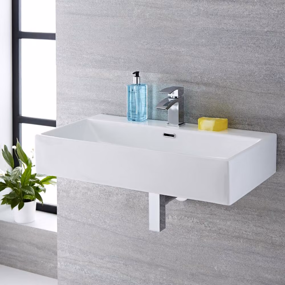 Lavabo Bagno Sospeso Rettangolare Bianco 145 x 750mm - Sandford