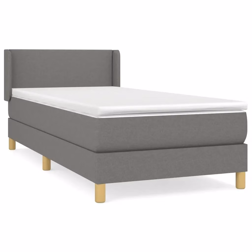 Letto con Giroletto a Molle e Materasso Ibrido vidaXL, Grigio e Bianco, L/P/H: 90 x 190 cm – 2