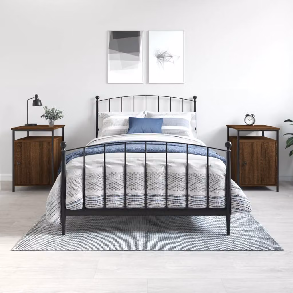 Set di 2 comodini vidaXL in legno rovere marrone, stile moderno, L 40 cm x P 42 cm x H 60 cm