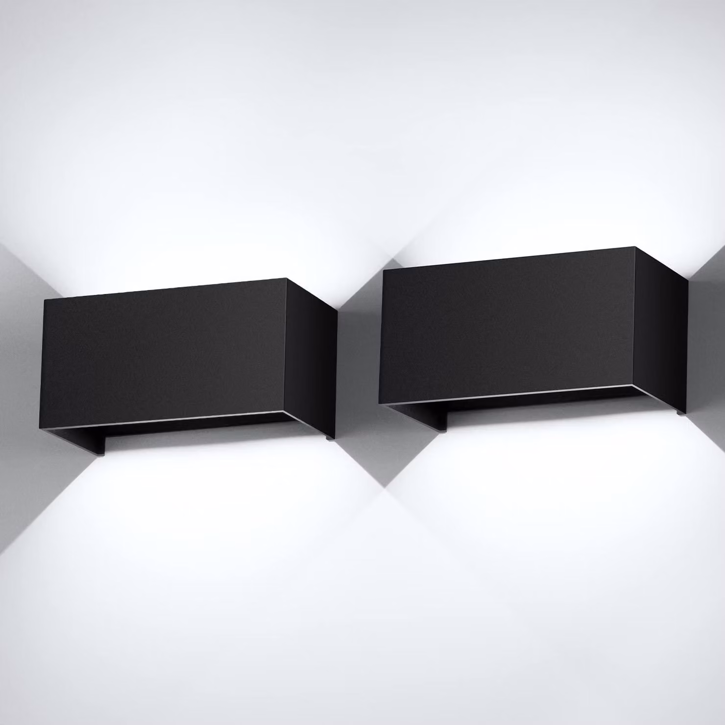 Lampade a LED da parete, set da 2, 24 W, colore nero, 6000 K, grado di protezione IP65