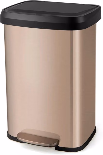 Cestino dell'immondizia Design Mania in acciaio inox con coperchio soft close e filtro per odori, capacità 50L, colore oro rosa – 1