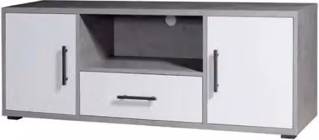 Porta TV 2 ante + cassetto ossido+bianco cemento già montato L136 H57 P40