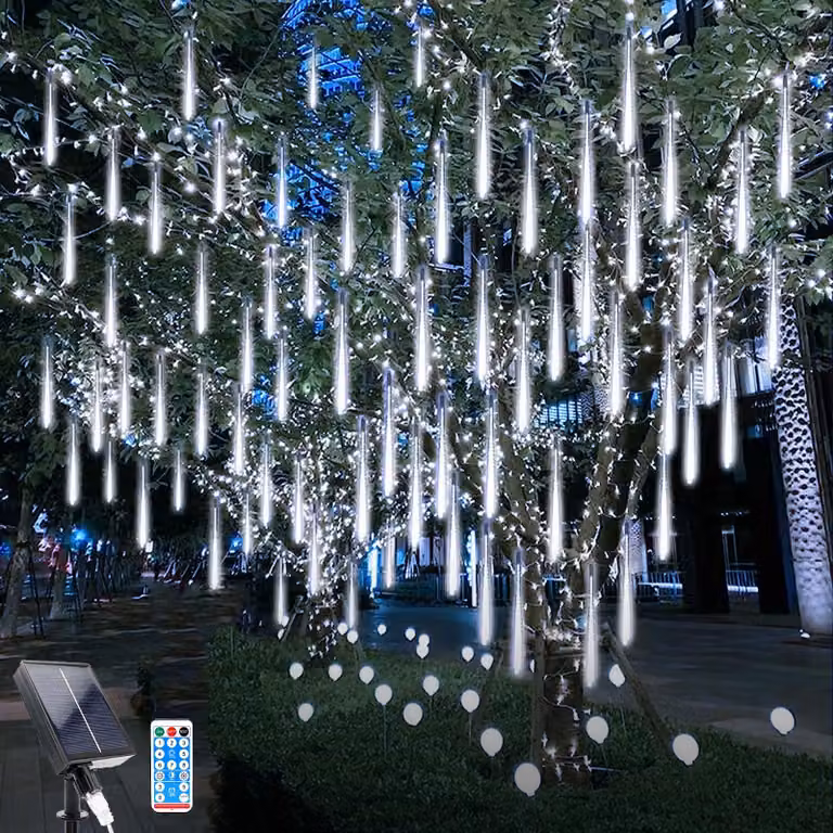 Catena luminosa solare, con 10 elementi, 240 LED, lunghezza 30 cm, impermeabile, con telecomando