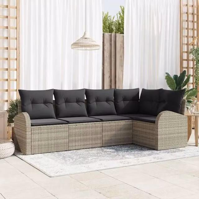 Set di divani con cuscino Grigio chiaro Poliestere 3346042