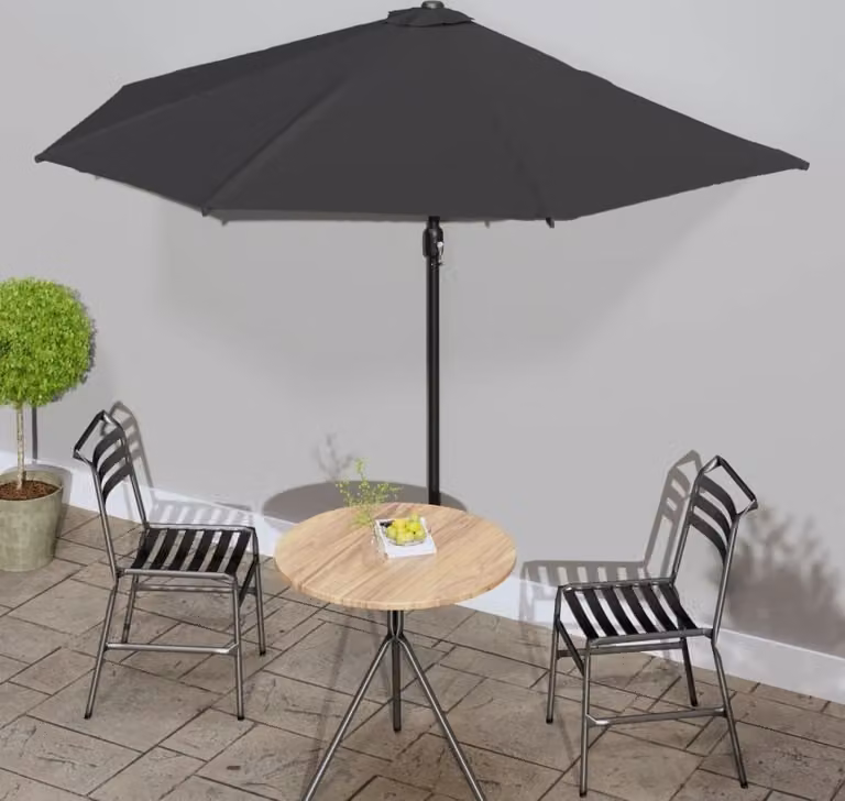 Maison Exclusive - Ombrellone da balcone con palo in alluminio nero 300x155x223 cm, semicircolare