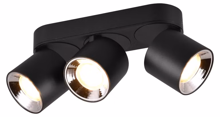 Faretto spot Guayana nero 3xGU10x10W in metallo, dimensioni: 12x8x27 cm, IP20, Trio