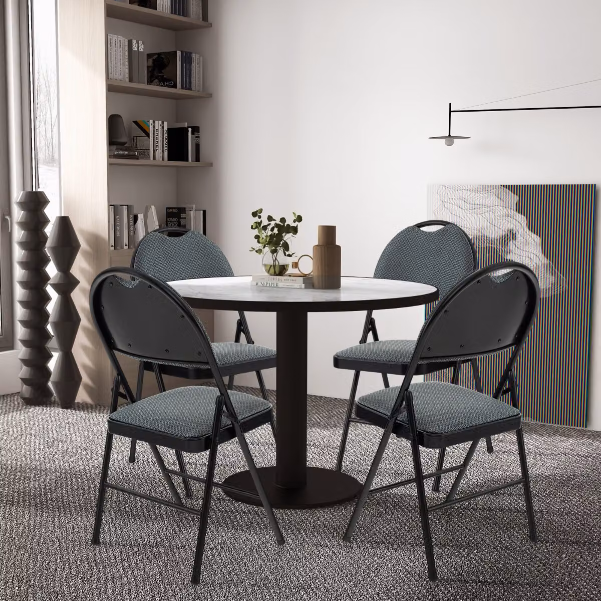 Costway Set di 4 sedie pieghevoli con seduta imbottita in tessuto Grigio