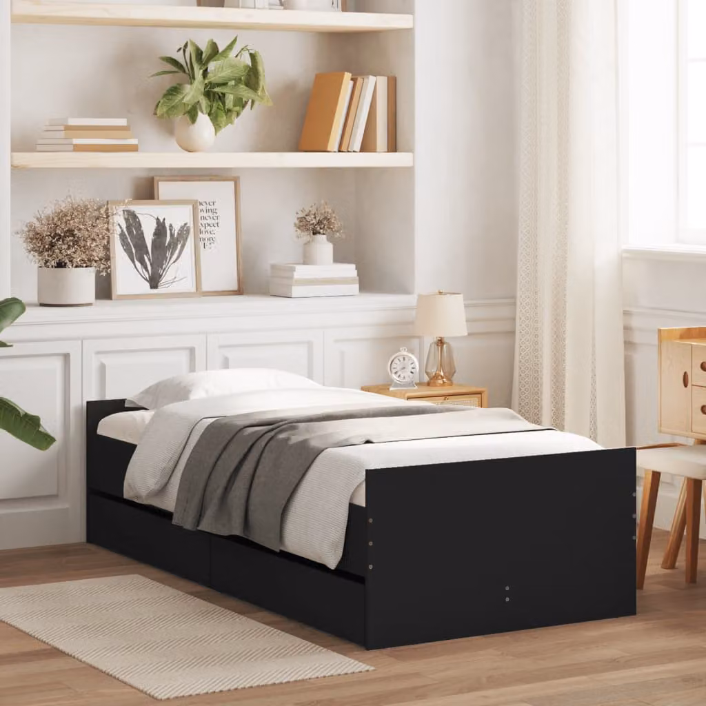 Giroletto vidaXL Nero con Cassetti in Legno MDF L/P/H: 190 x 80 x 30 cm – 1